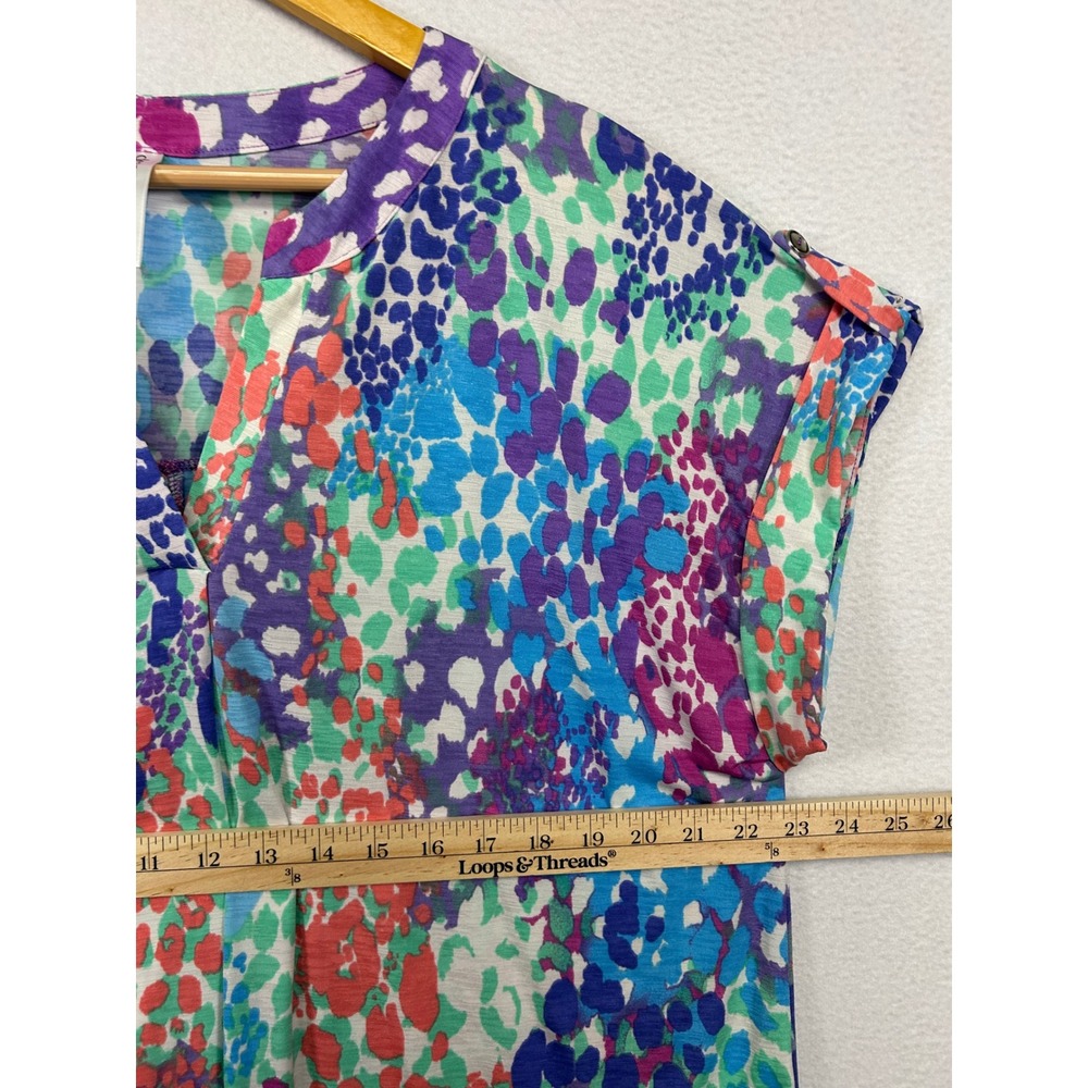 Boho Eclectic Dear Scarlett Womens XL Multi Abstract Animal Print V-Neck Blouse - Picture 5 of 9